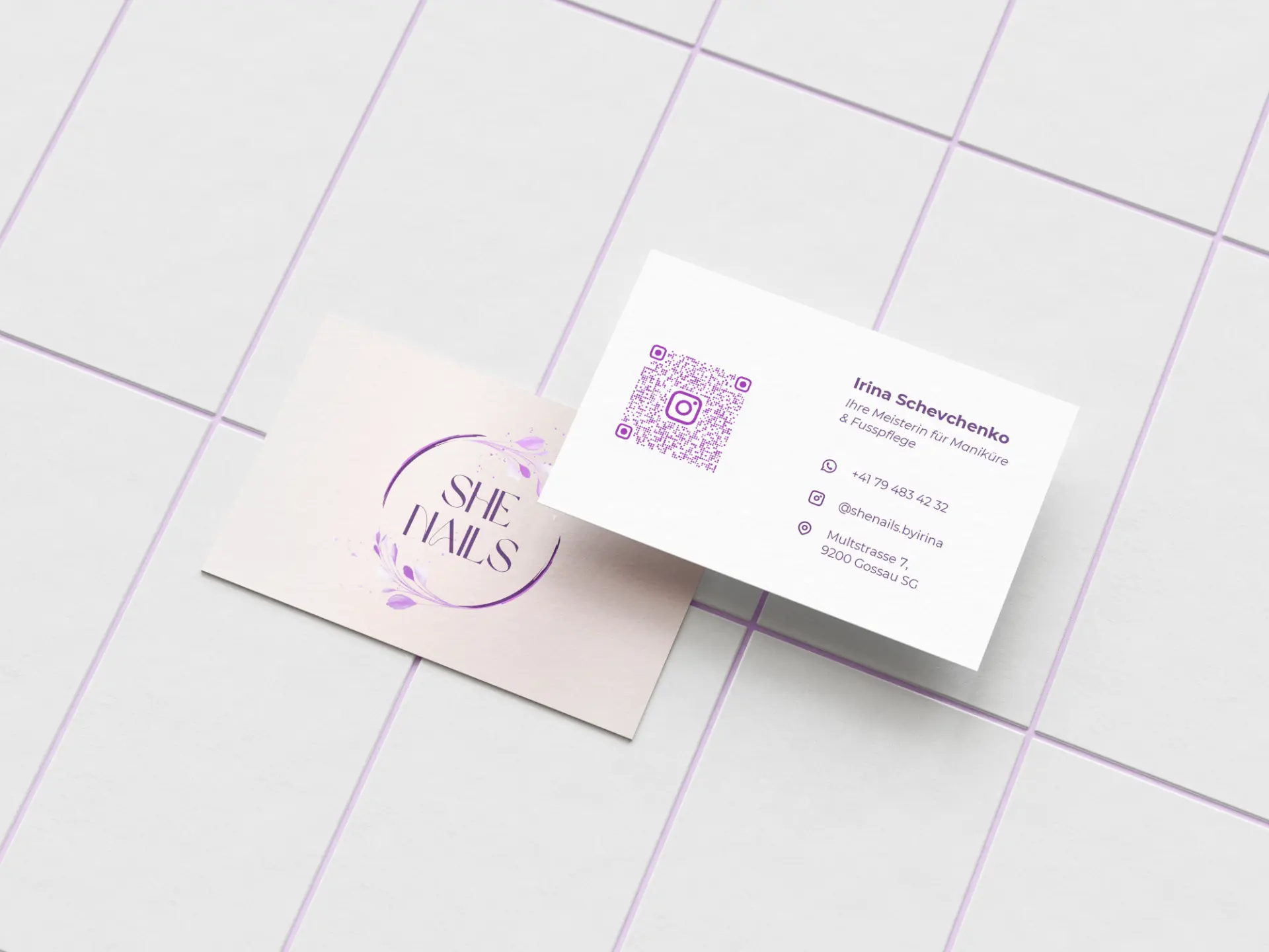 SHE NAILS business card design